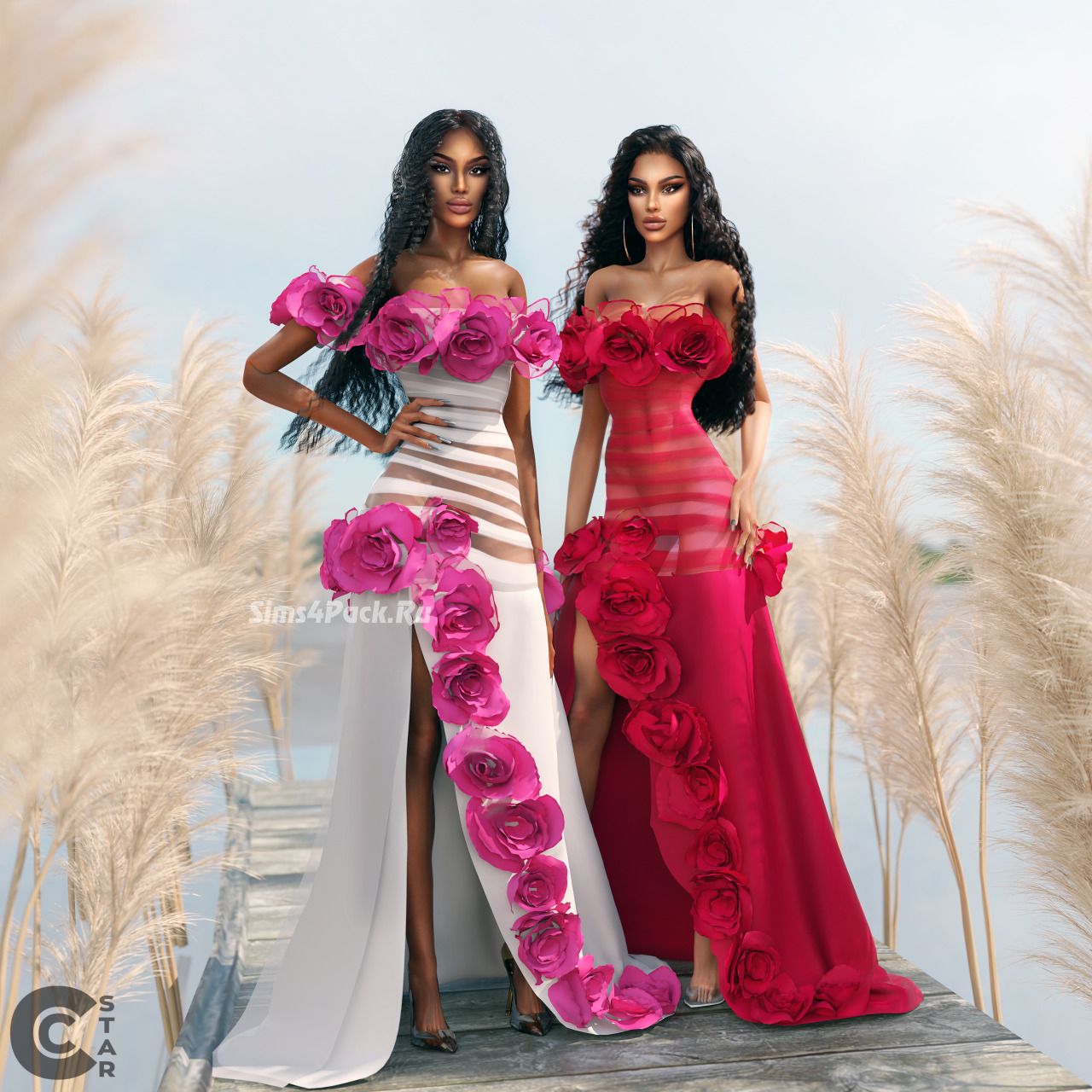 Платье "SHEER DRESS ADORNED WITH FLOWERS"