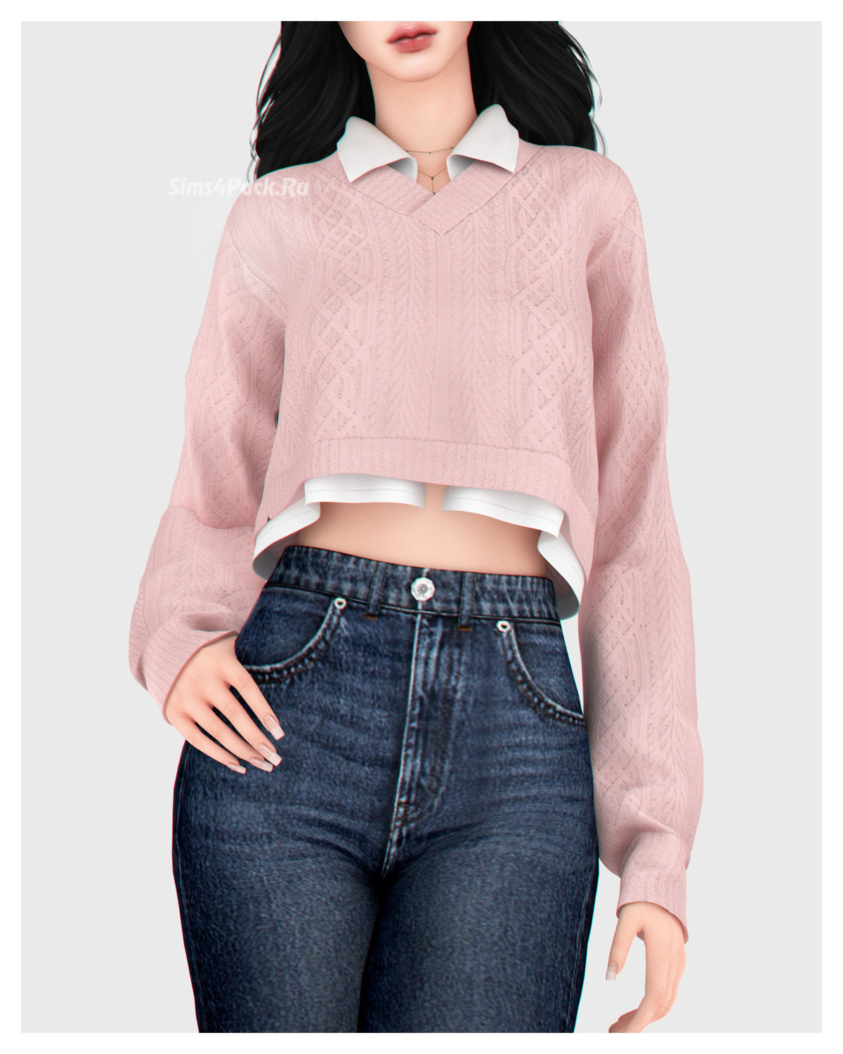 Рубашка и свитер для симочек "Layered V-Neck Sweater"