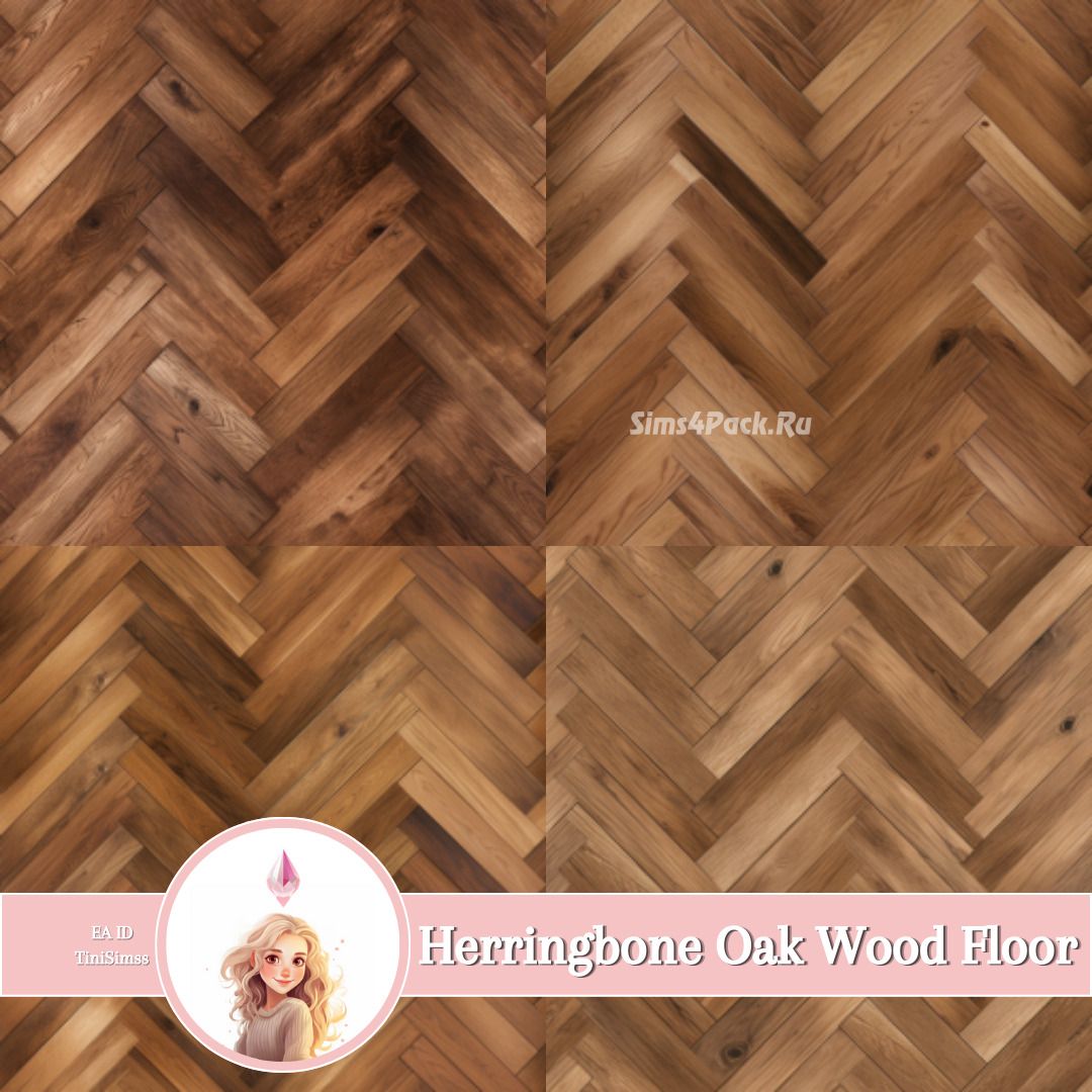 Напольное покрытие "Herringbone Oak Wood Floor"