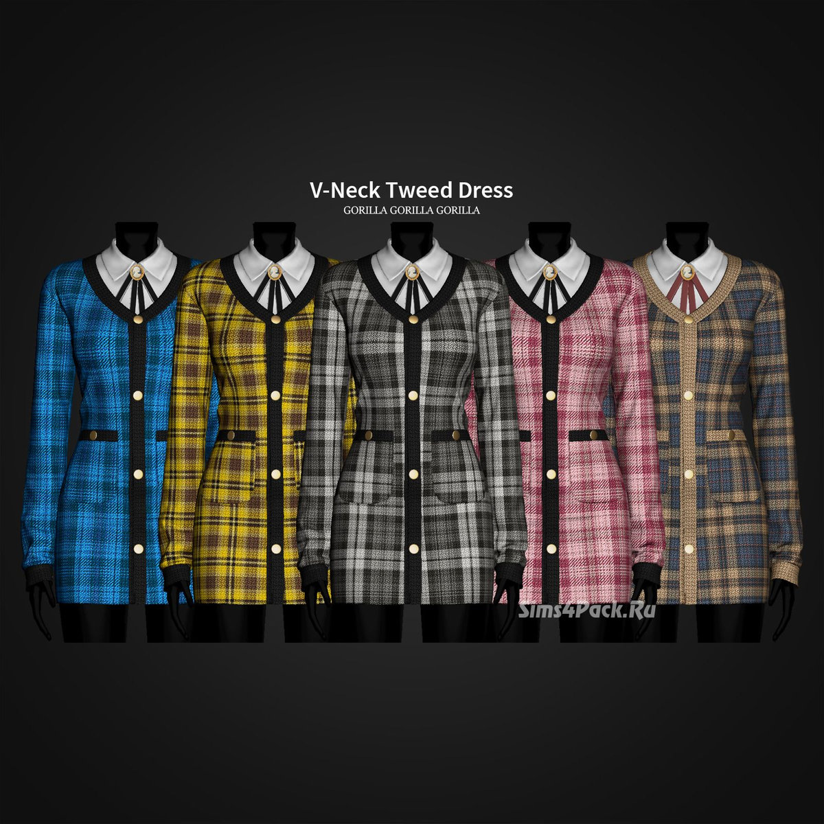 Платье для симочек "V-Neck Tweed Dress"