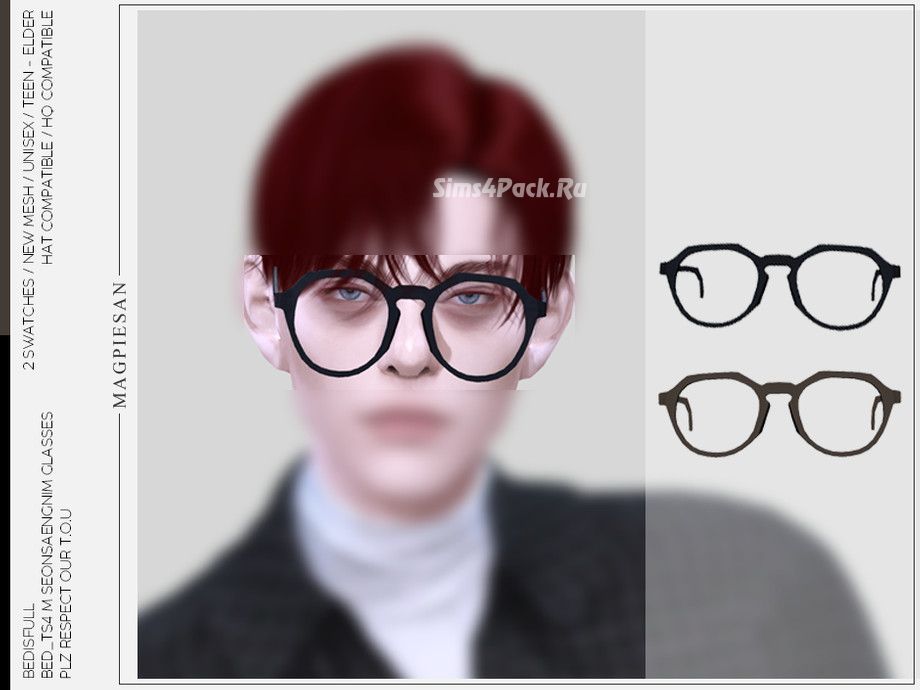 Очки для симов и симочек "Seonsaengnim glasses"