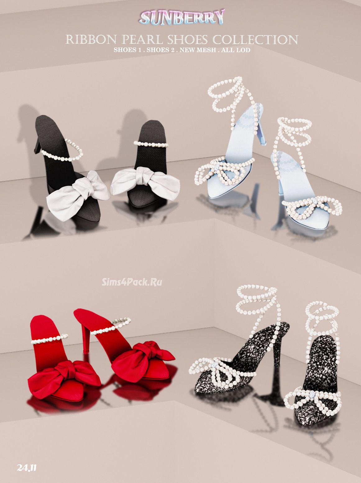 Туфельки для симочек "Ribbon Pearl Shoes Collection"