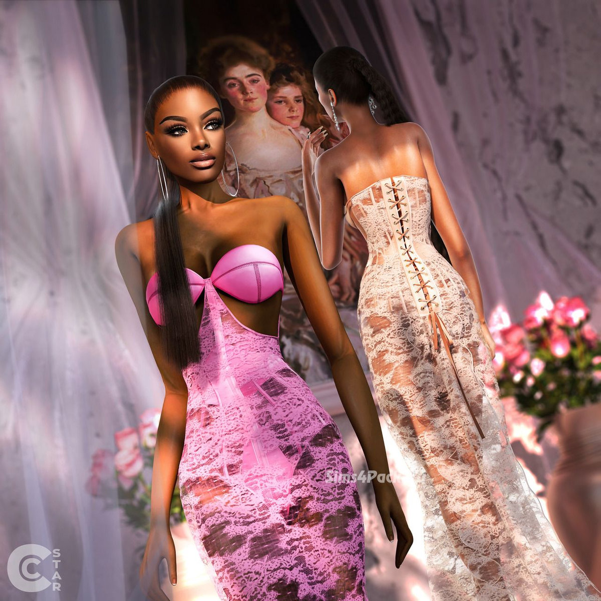 Вечернее платье "STRAPLESS, LACE-UP CORSET DRESS"