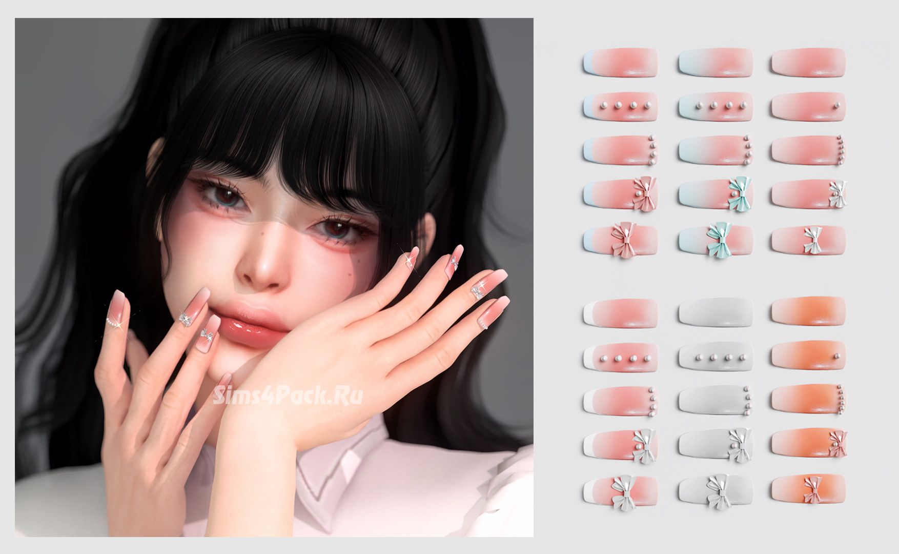 Маникюр "Pearl Bowknot Nails"