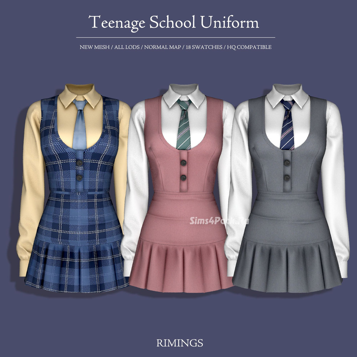 Школьная форма для симочек "Teenage School Uniform"