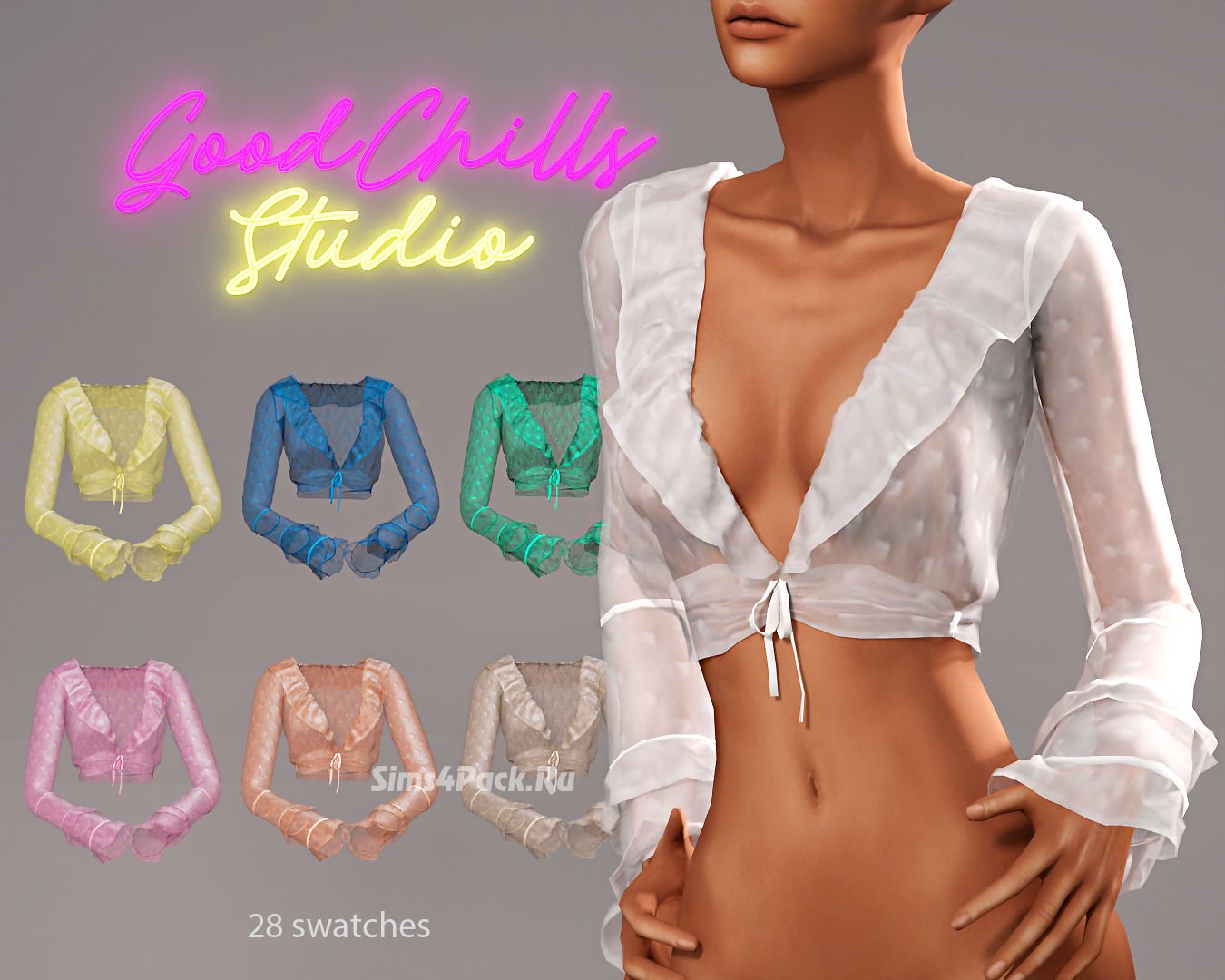 Топ для симочек "Ruffled Drawstring Cropped Blouse"