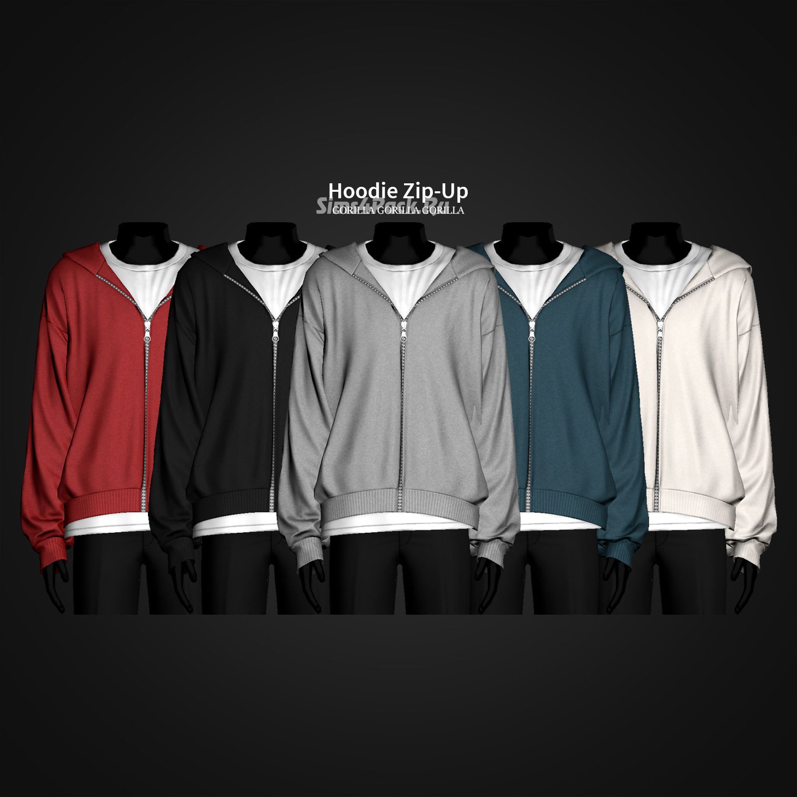 Худи для симов "Hoodie Zip-Up"
