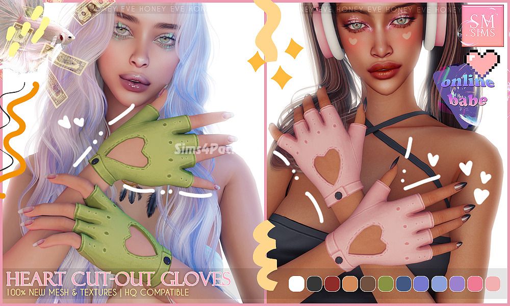 Митенки для симочек "Heart Cut Out Gloves"