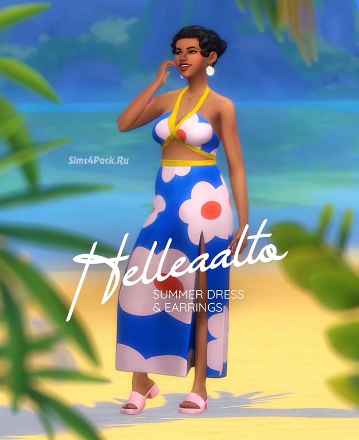 Пляжный комплект "Helleaalto Summer Dress and Earrings"