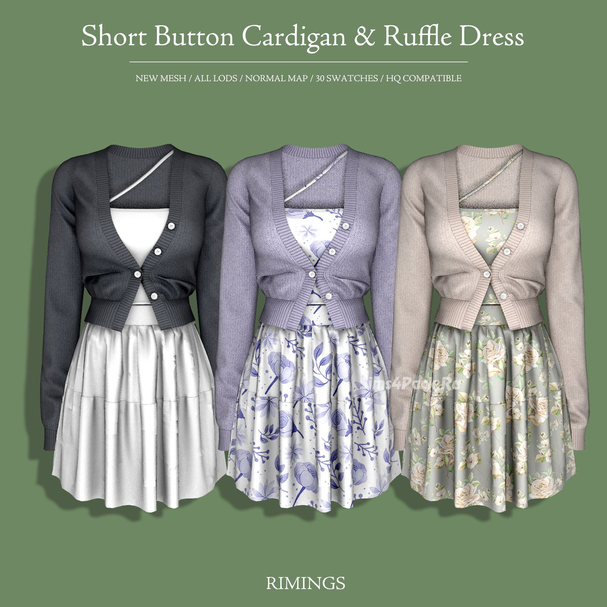 Кардиган и платье для симочек "Short Button Cardigan & Ruffle Dress"
