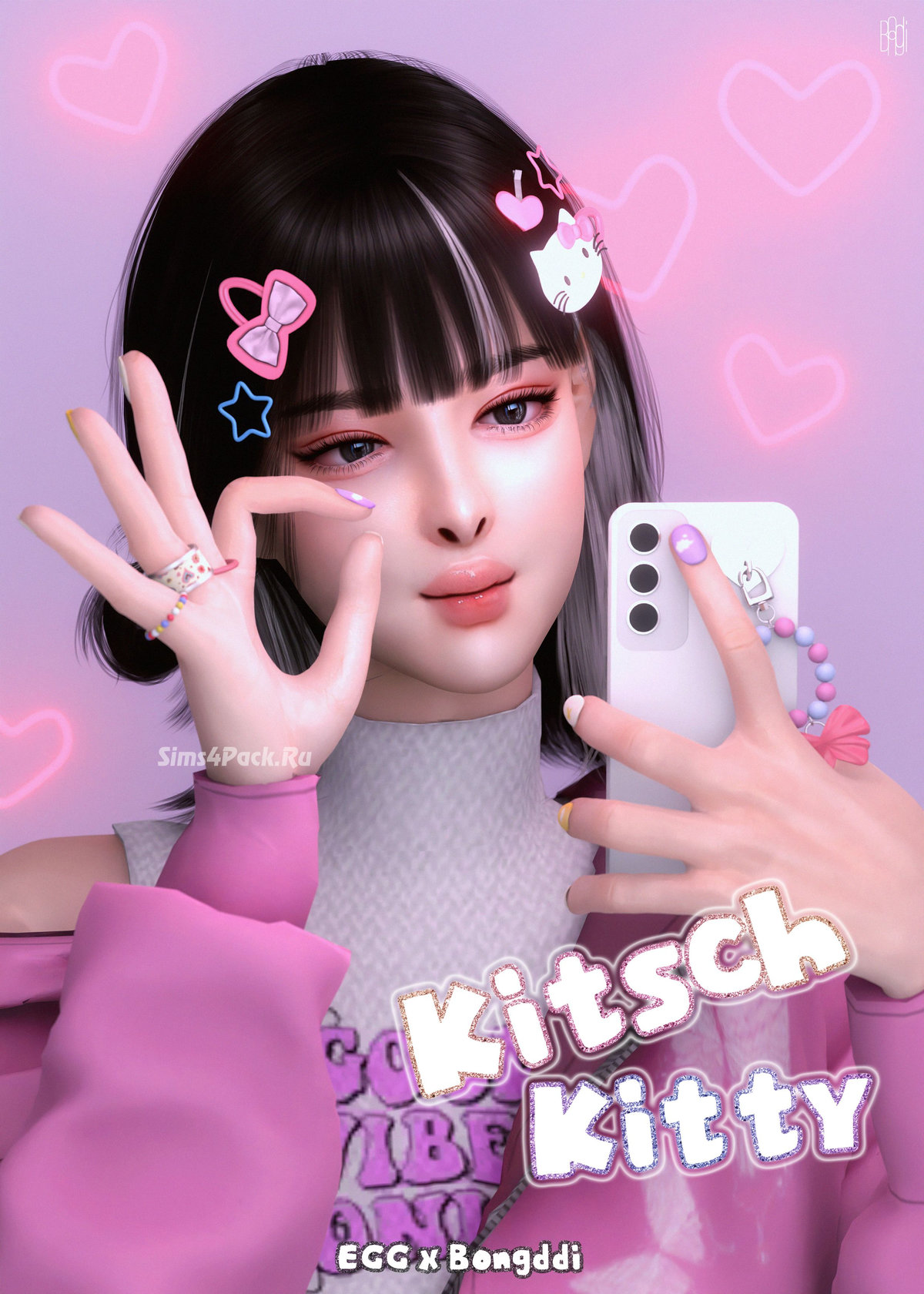 Позы со смартфоном "Kitsch Kitty_phone case set"