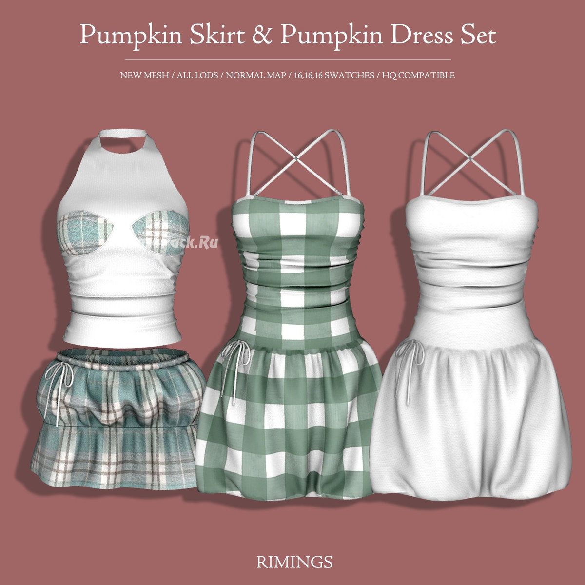 Комплект одежды для  симочек "Pumpkin Skirt & Pumpkin Dress Set"
