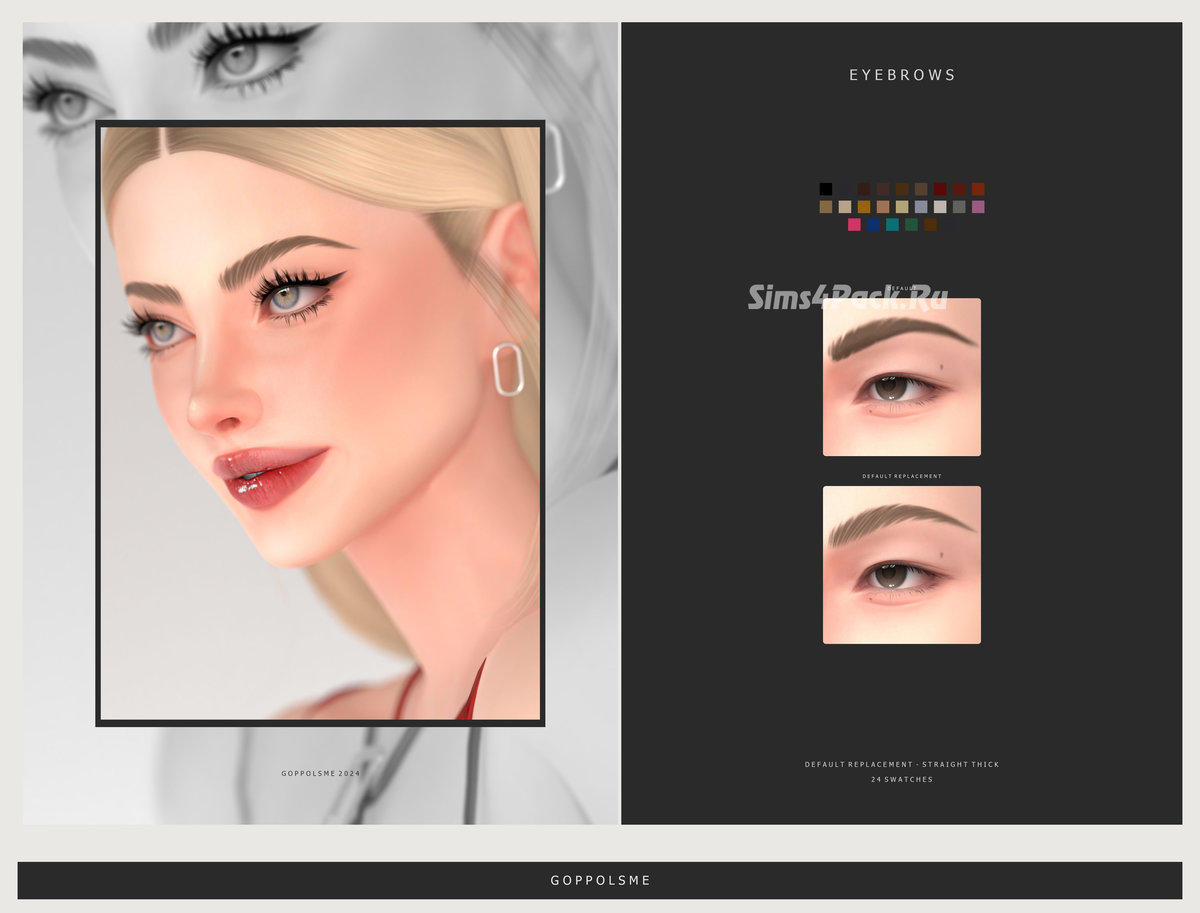 Брови для симочек и симов "Eyebrows Default Replacement - 07StraightThick"