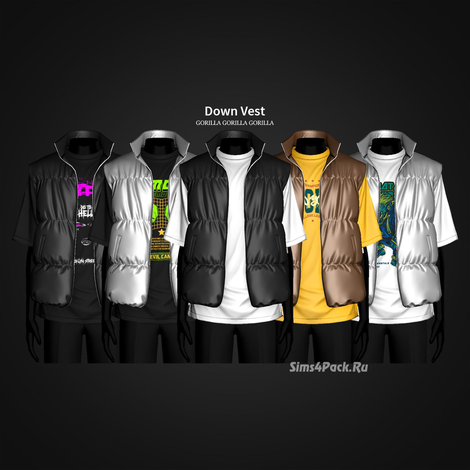 Футболка с жилетом для симов "Down Vest"