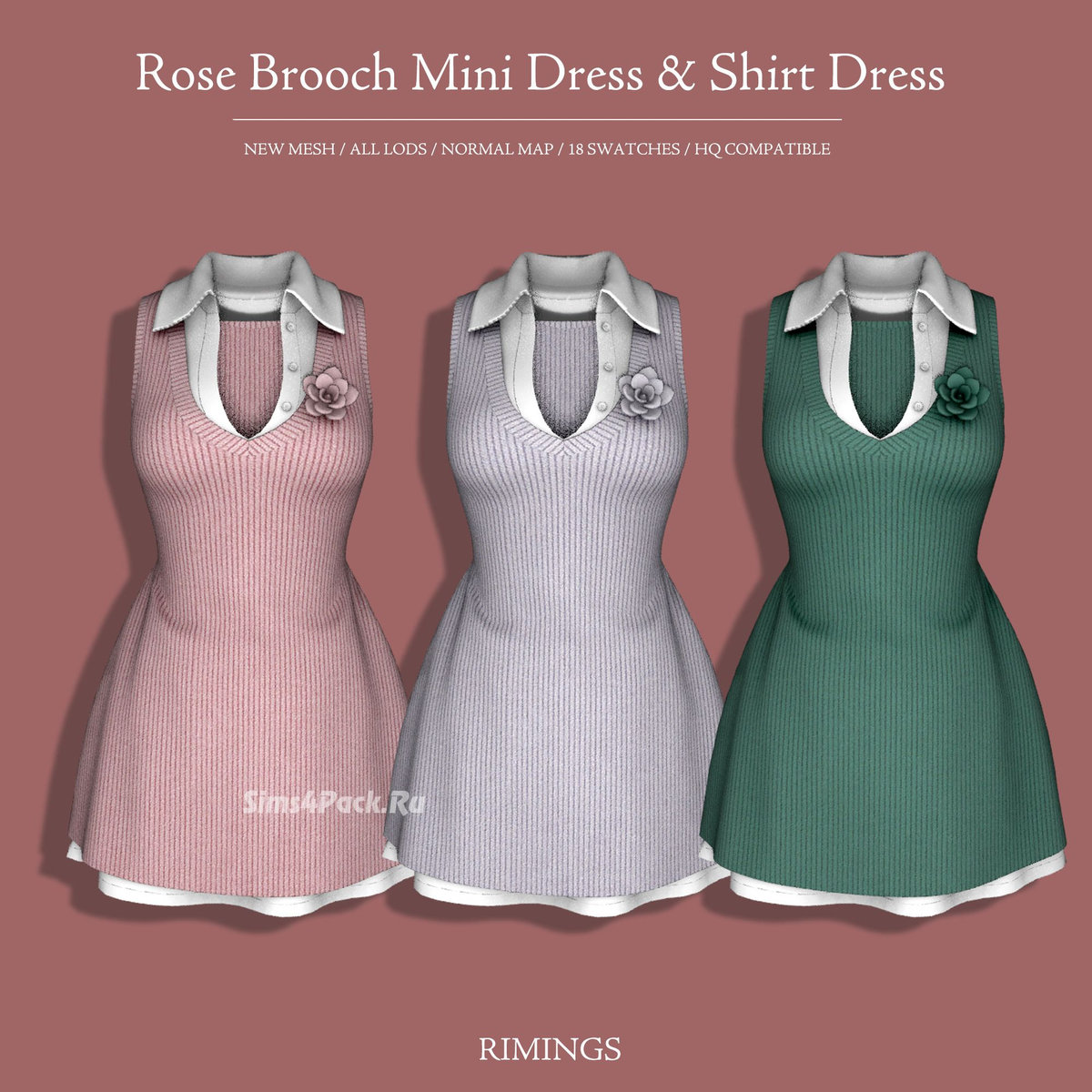 Платье "Rose Brooch Mini Dress & Shirt Dress"