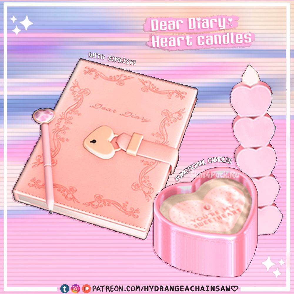Декоративный дневник и свечи "Dear diary + heart candles"