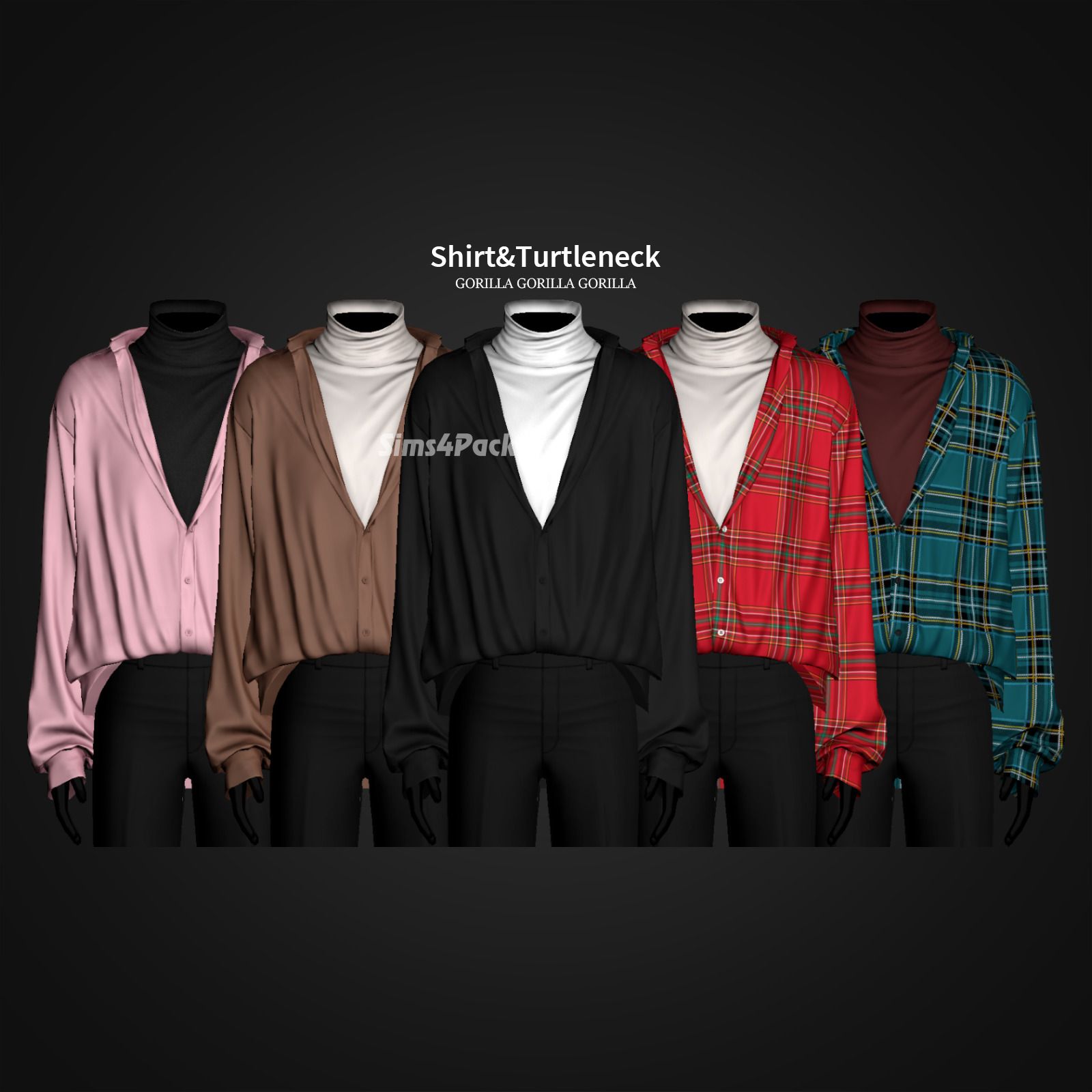Рубашка с водолазкой для симов "Shirt&Turtleneck"