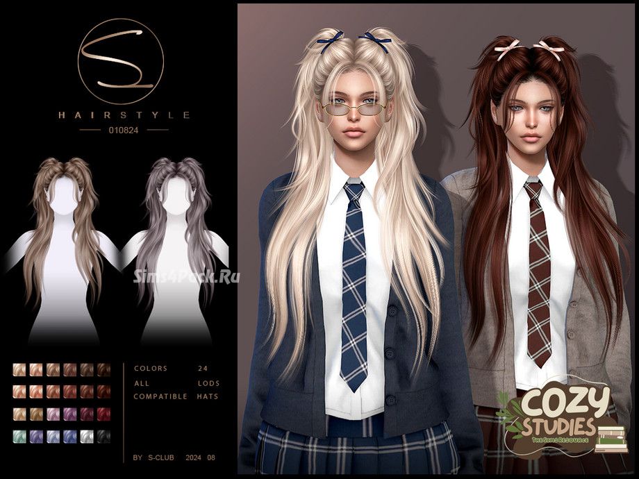Женская прическа "Double ponytail hairstyle 010824"