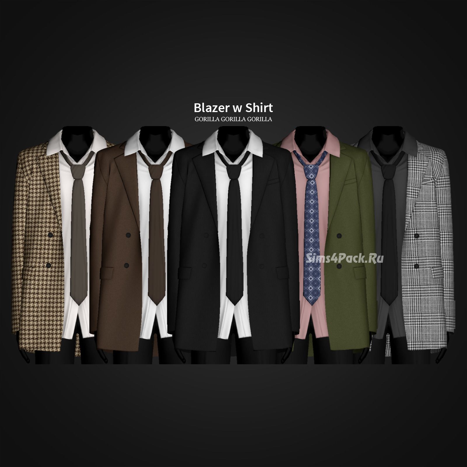 Блейзер с рубашкой и галстуком для симов "Blazer w Shirt"
