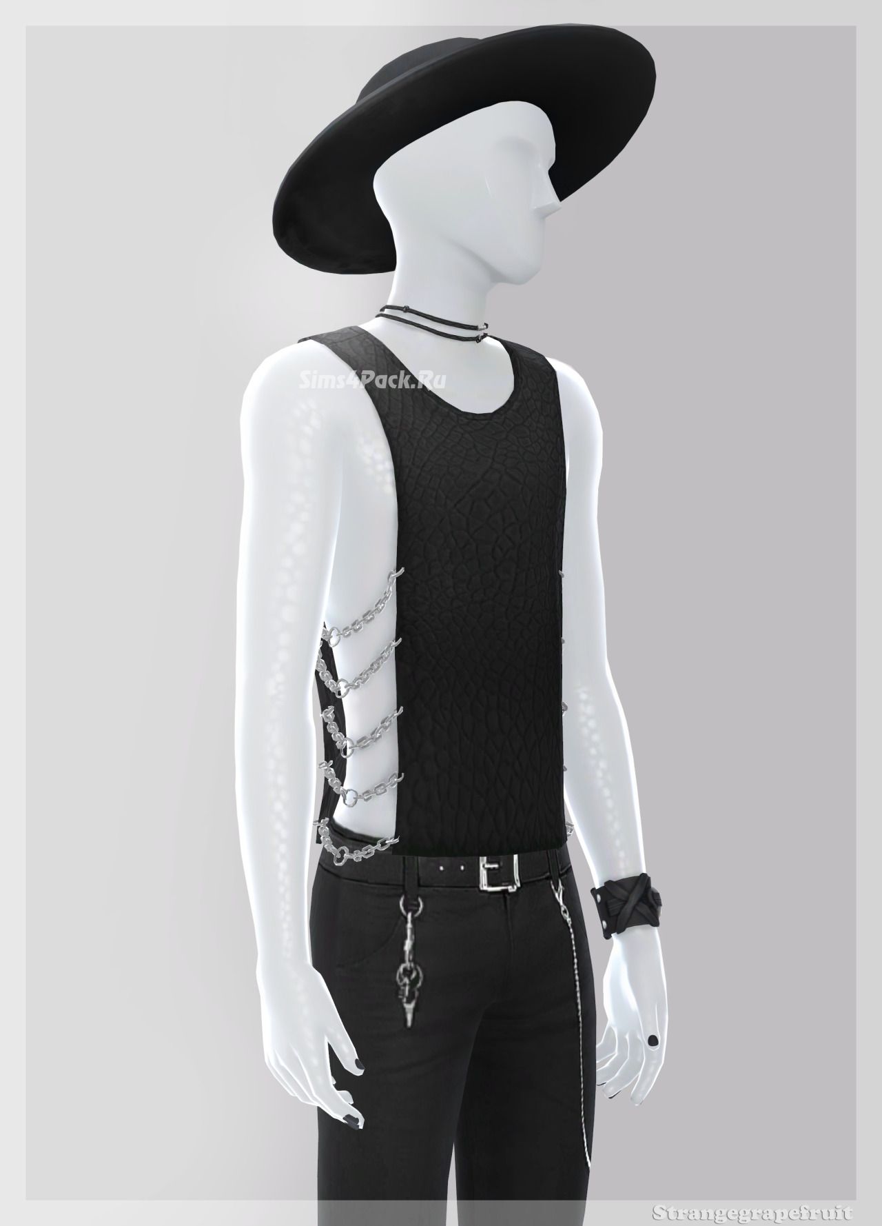 Топ для симов "Chained up leather tanks"