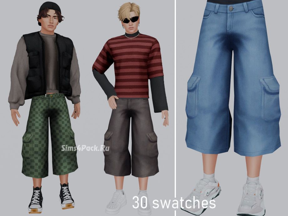 Бриджи для симов и симочек "Cropped Cargo Jeans"