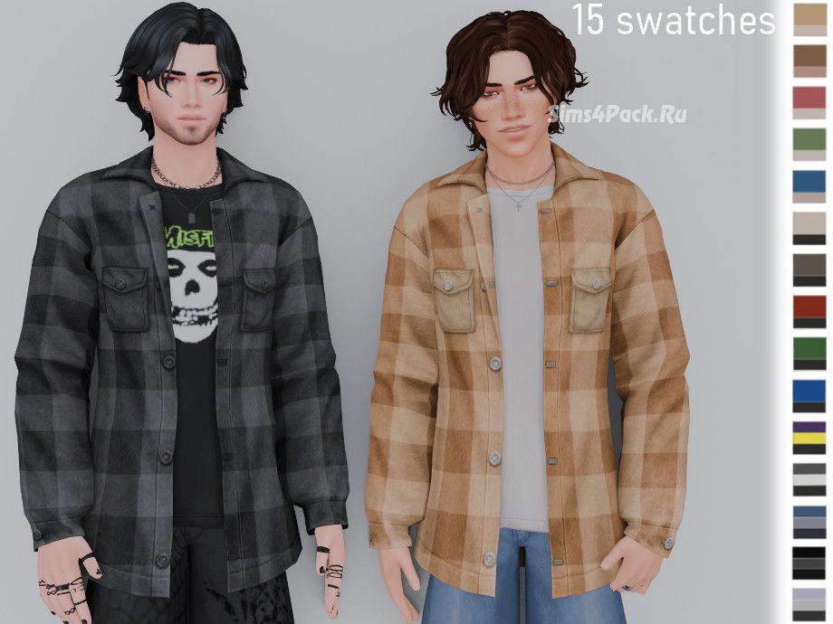Рубашка и топ для симов и симочек "Grunge Checked Shirt"