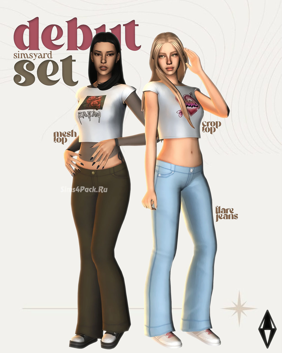 Топы и джинсы для симочек "Debut Set"