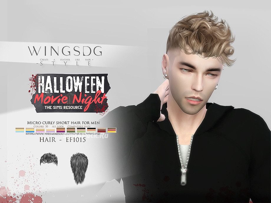 Прическа "WINGS-EF1015-Micro curly short hair for men"