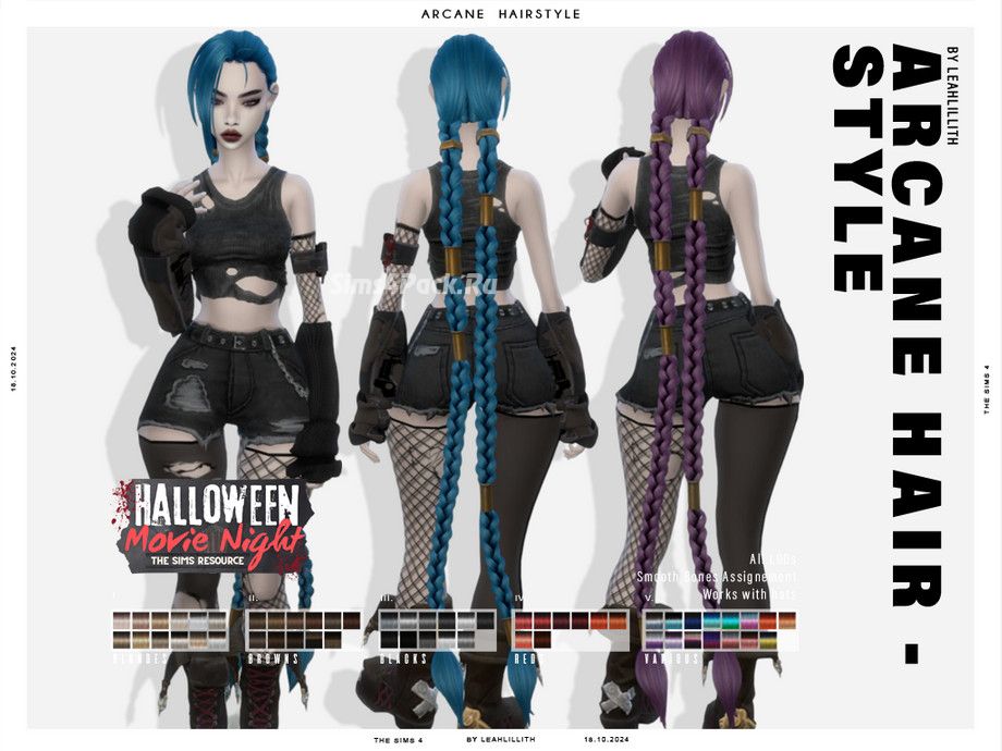 Женская прическа "Halloween Movie Night Arcane hairstyle"