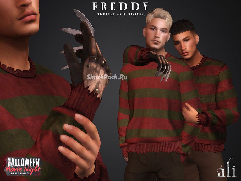 Свитер с перчаткой для симов "FREDDY sweater and gloves"