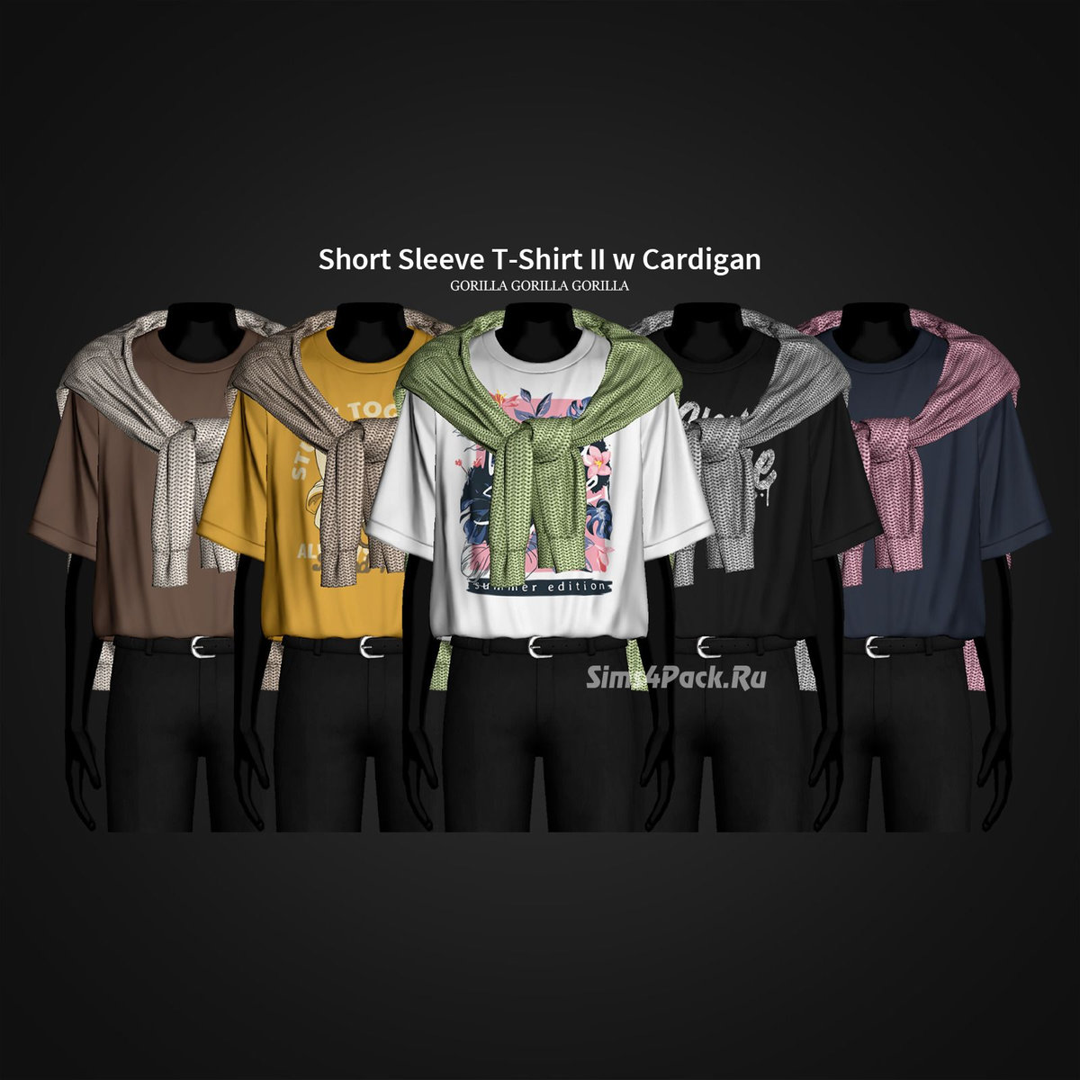 Футболка и кардиган для симов "Short Sleeve T-Shirt II w Cardigan"
