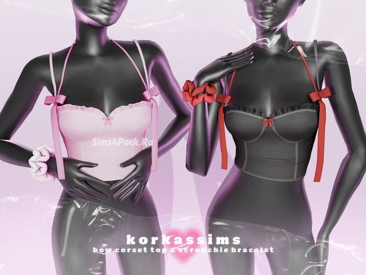 Топ и резинка для волос "bow corset top and scrunchie bracelet"
