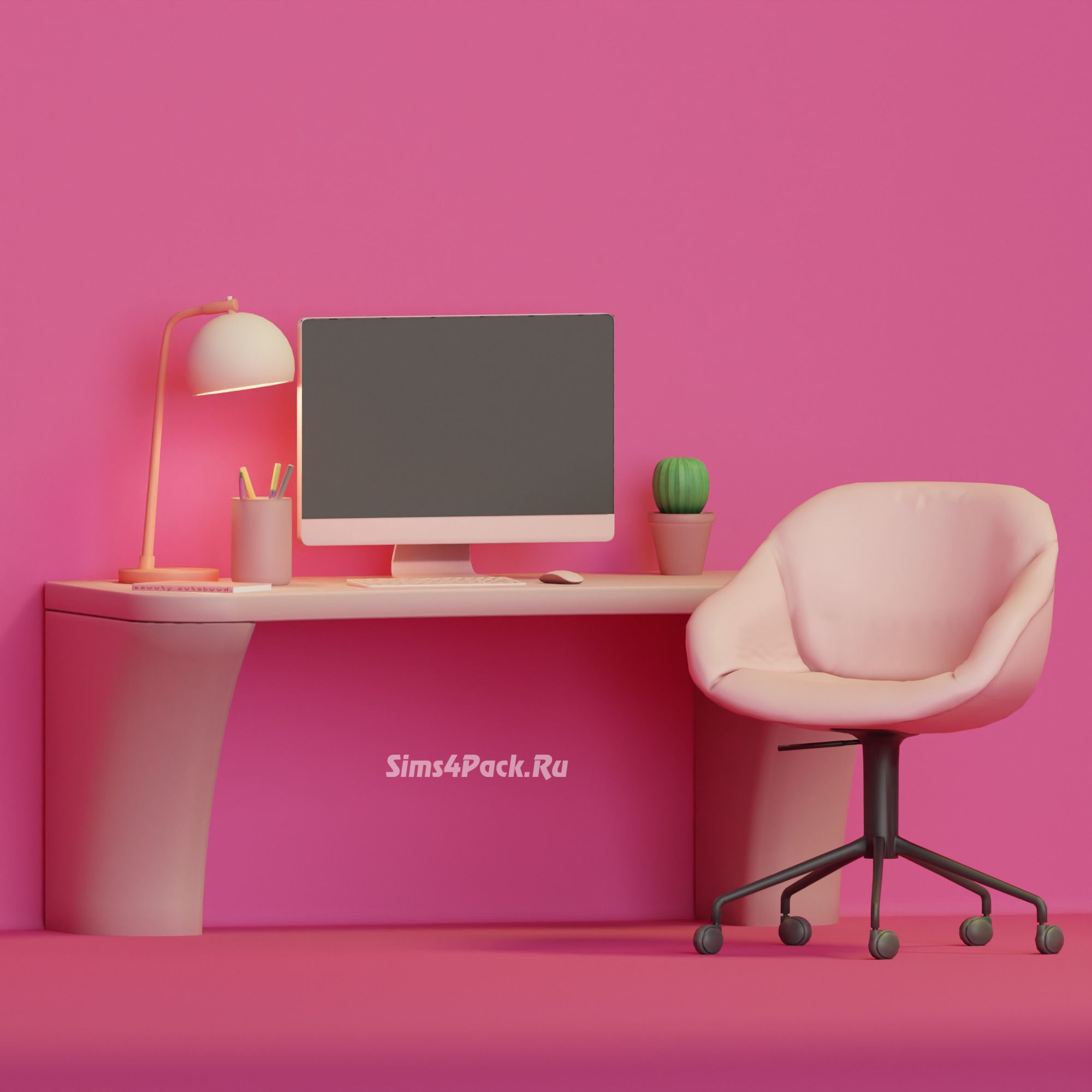 Рабочий кабинет "Office Werk Set: Pink & Dark Swatches"