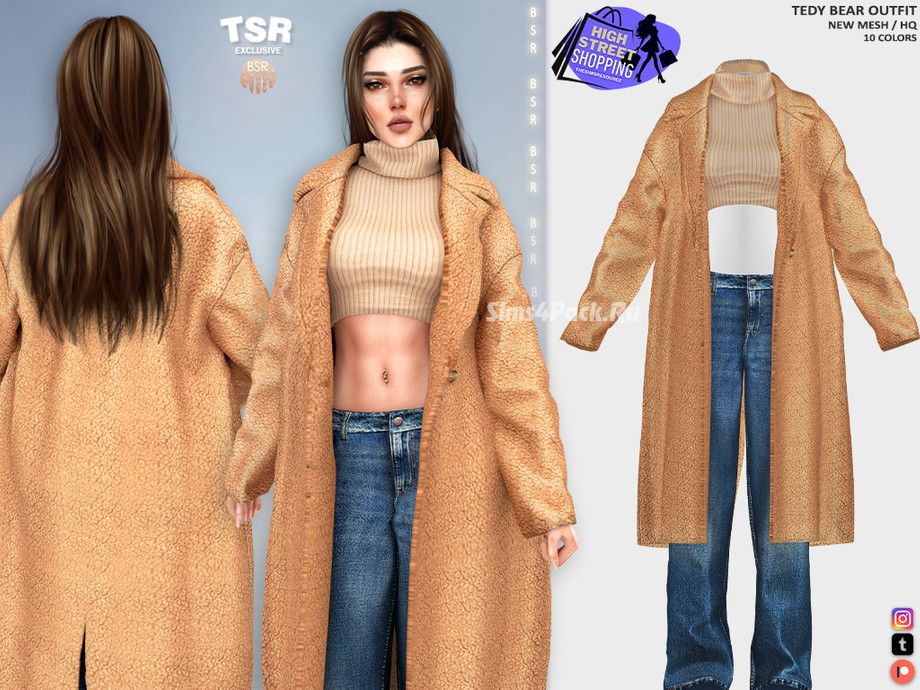 Наряд с шубой для симочек "TEDY BEAR OUTFIT BD1389"