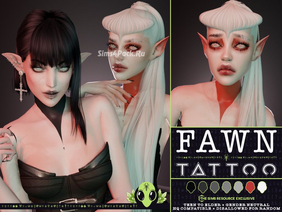 Тату для лица и шеи "Fawn Tattoo"