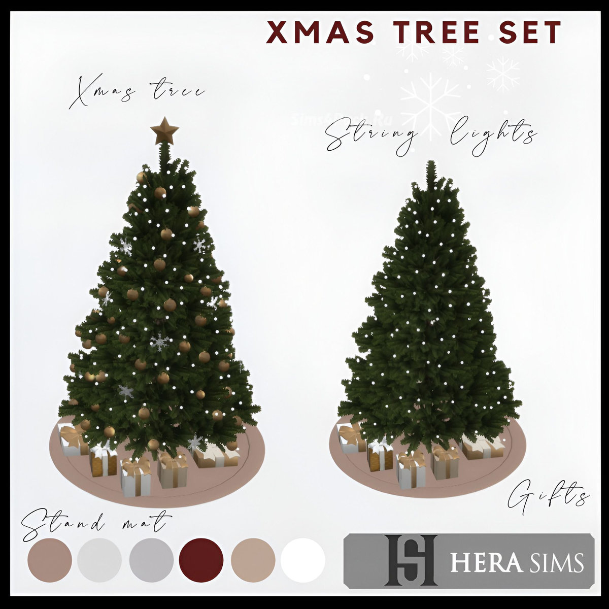 Рождественский сет "Xmas tree with ornaments & gifts & lights & stand mat"