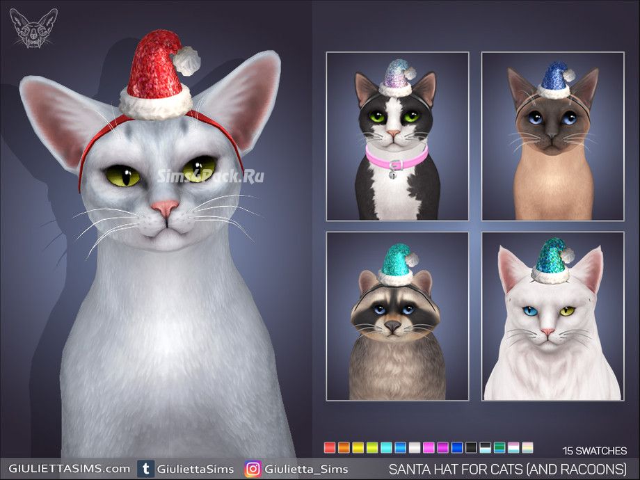 Шапочка Санты для кошек "Santa Hat Headband For Cats and Raccoons"