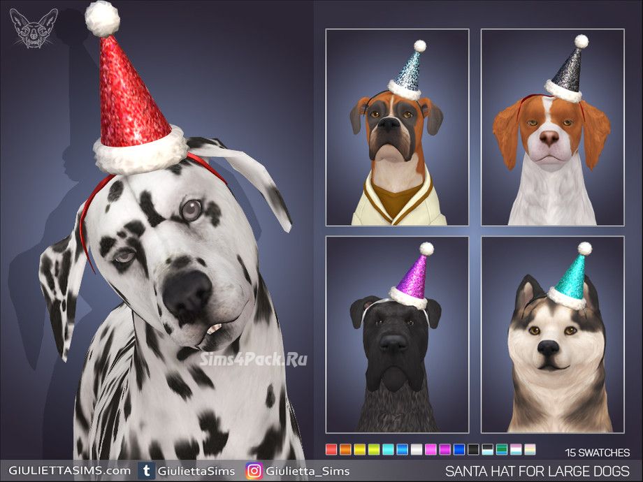 Шапочка Санты для больших собак "Santa Hat Headband For Large Dogs"