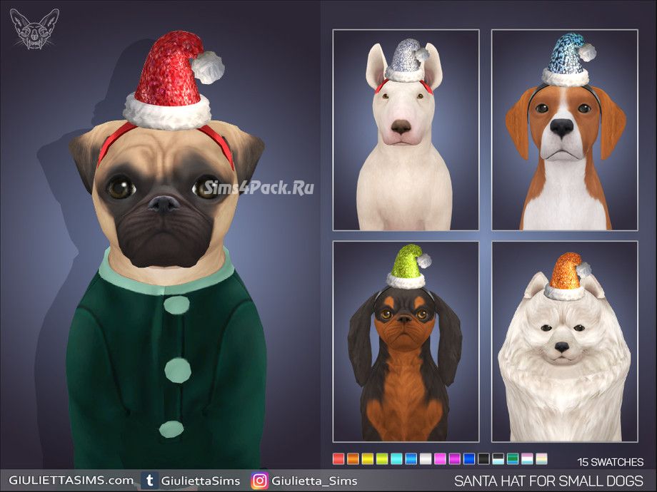 Шапочка Санты для маленьких собак "Santa Hat Headband For Small Dogs"