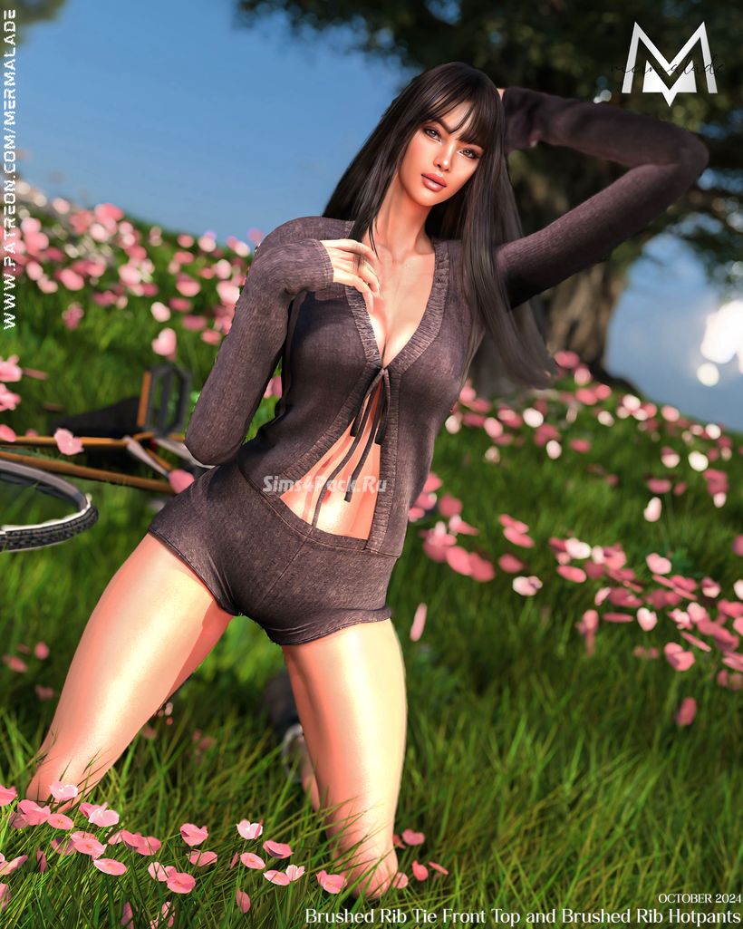 Комплект для симочки "Brushed Rib Tie Front Top and Brushed Rib Hotpants"