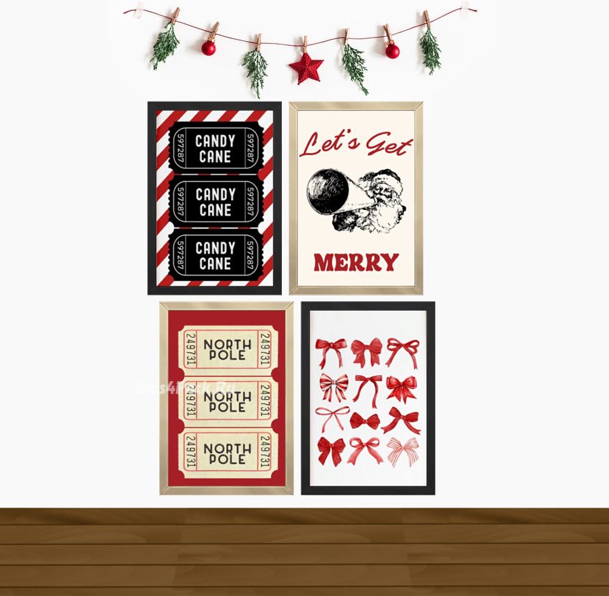 Рождественские постеры "Old Fashioned Christmas Poster & Message from Santa Claus"