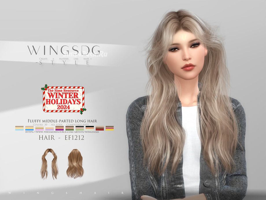 Прическа "WINGS-EF1212-Fluffy middle-parted long hair"