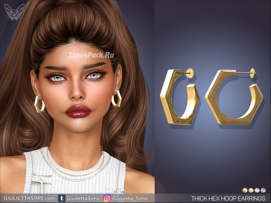 Серьги для симочек "Thick Hex Hoop Earrings"