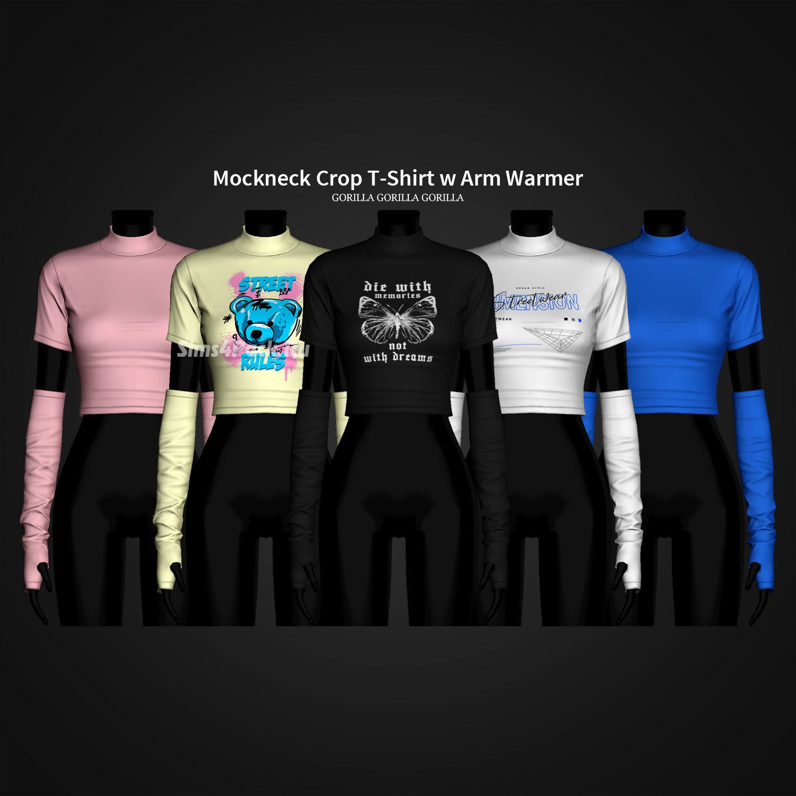 Топ для симочек "Mockneck Crop T-Shirt w Arm Warmer"