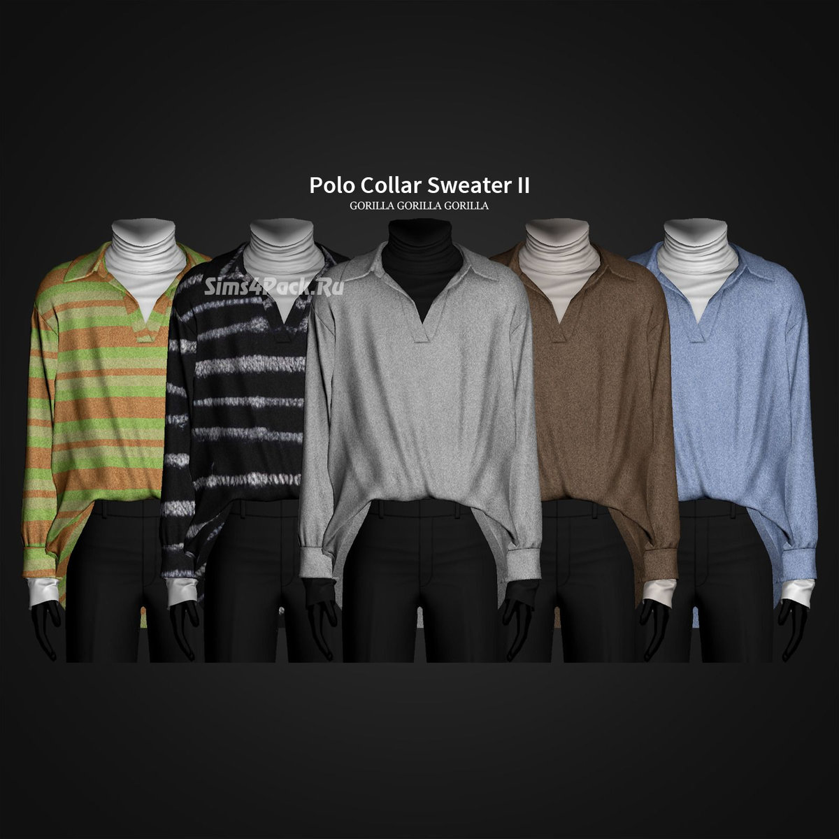 Свитер с водолазкой для симов "Polo Collar Sweater II"