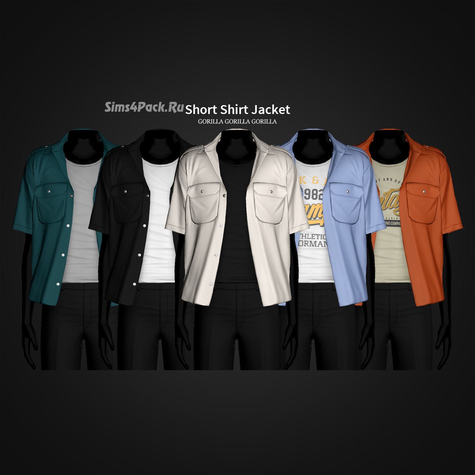 Футболка с рубашкой для симов "Short Shirt Jacket"