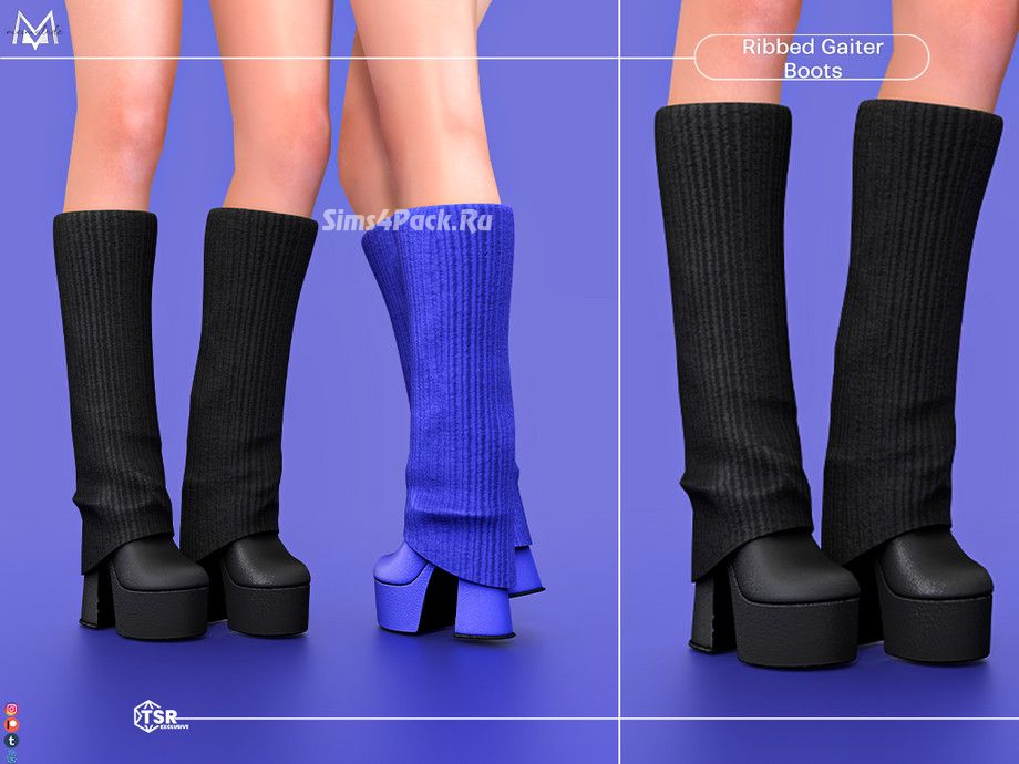Сапожки с гетрами для симочек "Ribbed Gaiter Boots S459"
