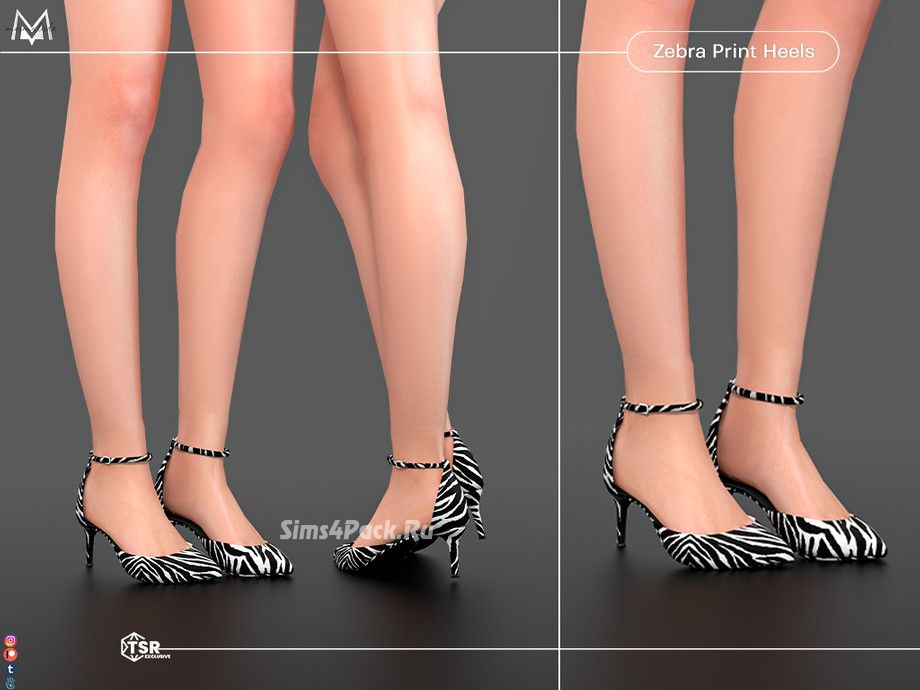 Туфельки для симочек "Zebra Print Heels S465"