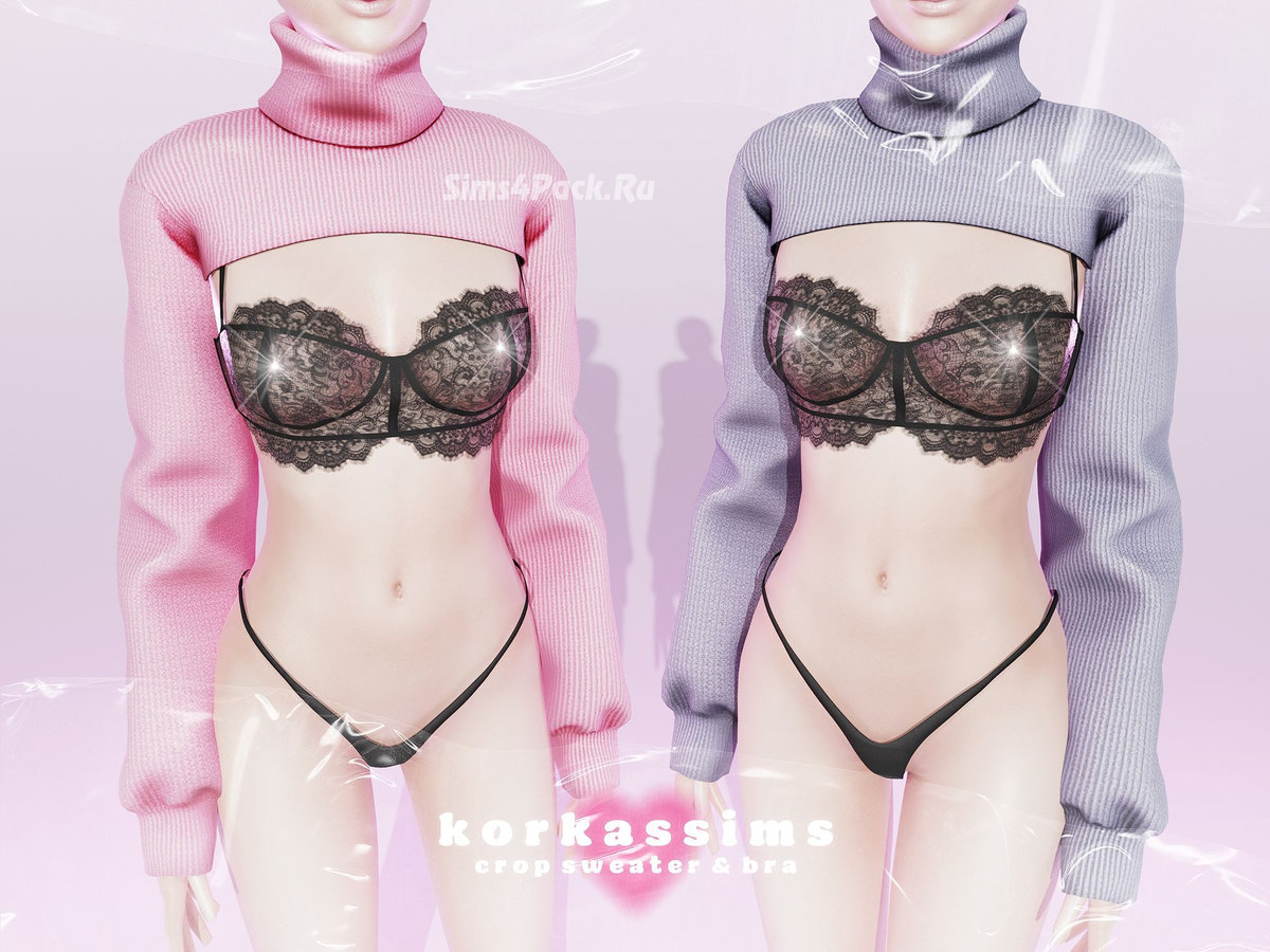 Свитер и бра для симочек "crop sweater & bra"