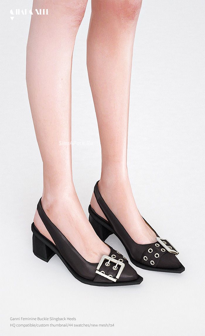 Туфли для симочек "Ganni Feminine Buckle Slingback Heels"
